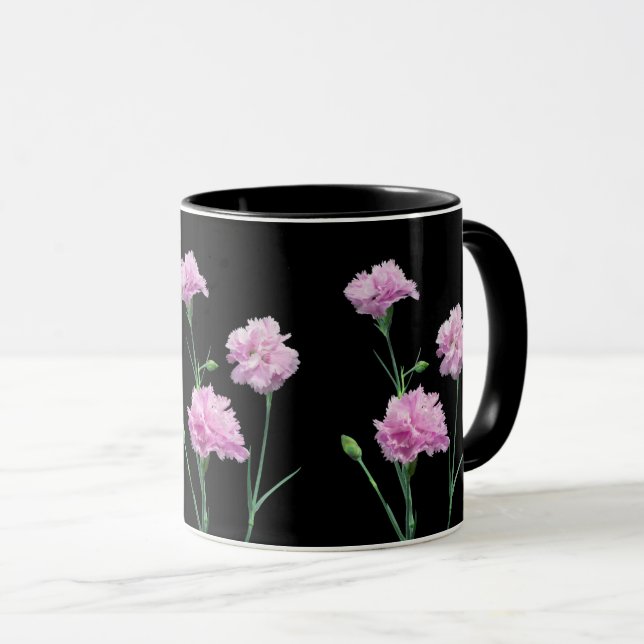Mug Rose sur noir (Devant droit)