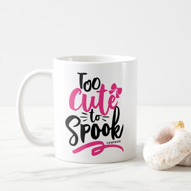 Mug Rose trop mignon pour parler Lettres Halloween (Avec donut)