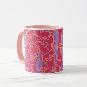 Mug ROSE TURQUOISE SAKURA FLEURS JAUNES Floral