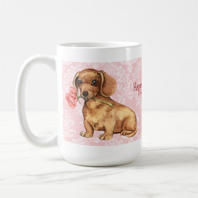 Mug Rose Valentin Dachshund (Gauche)