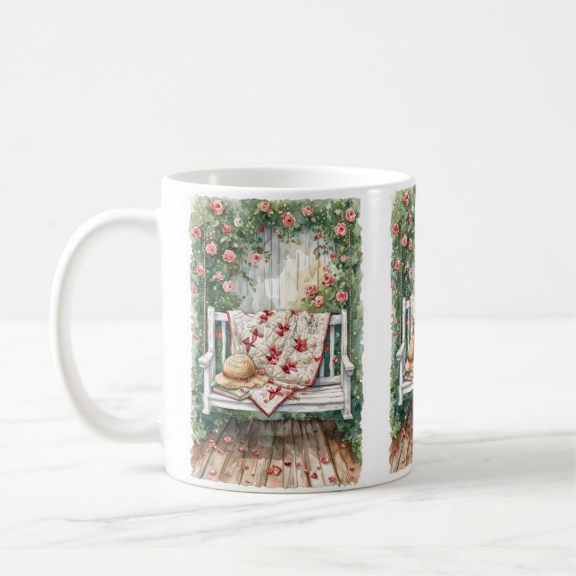 Mug Rose vintage couture avec charmant couette (Gauche)