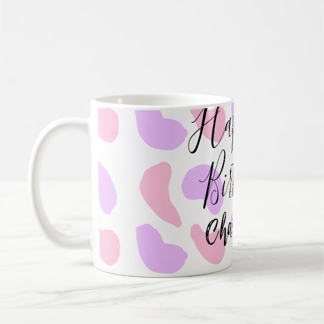 Mug Rose violet abstrait formes heureux 1er anniversai (Gauche)