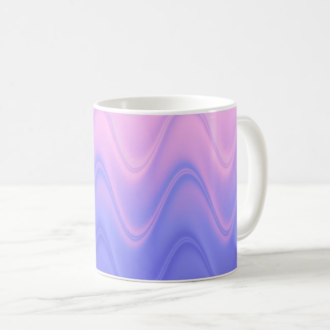 Mug Rose Violet Abstrait Ondulé (Devant droit)