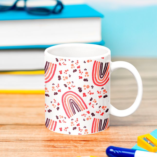 Mug Rose Violet Chaud Rétro Abstrait Arc-en-Ciel Aquar (Créateur téléchargé)