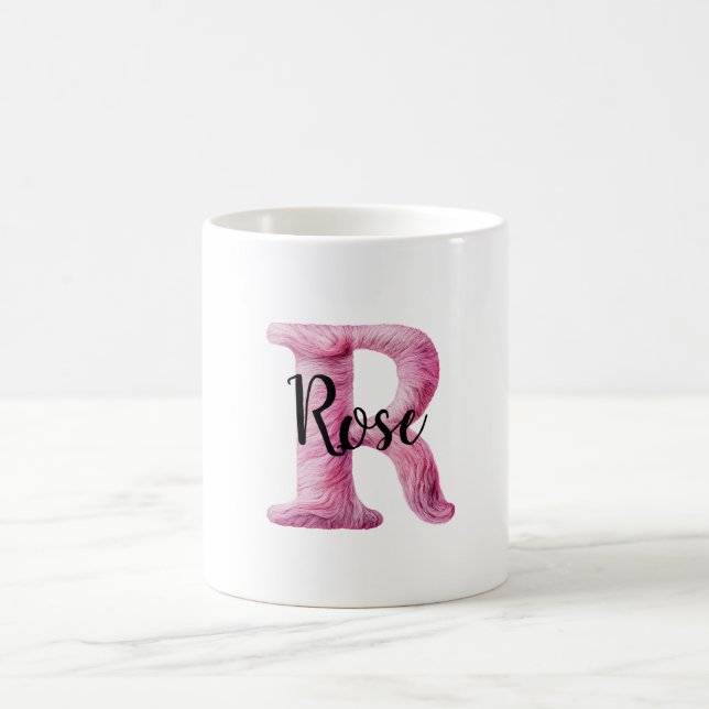 Mug Rose Violet Confortable Lettre R Nom  (Centre)