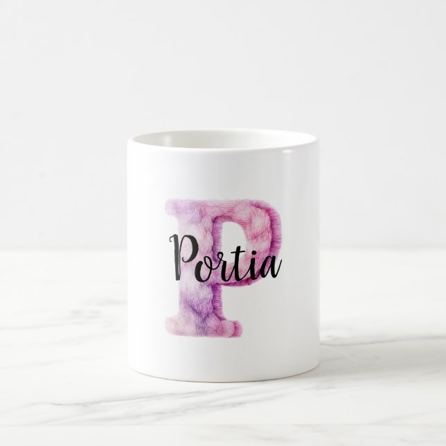 Mug Rose Violet Douillet Lettre P Nom  (Centre)