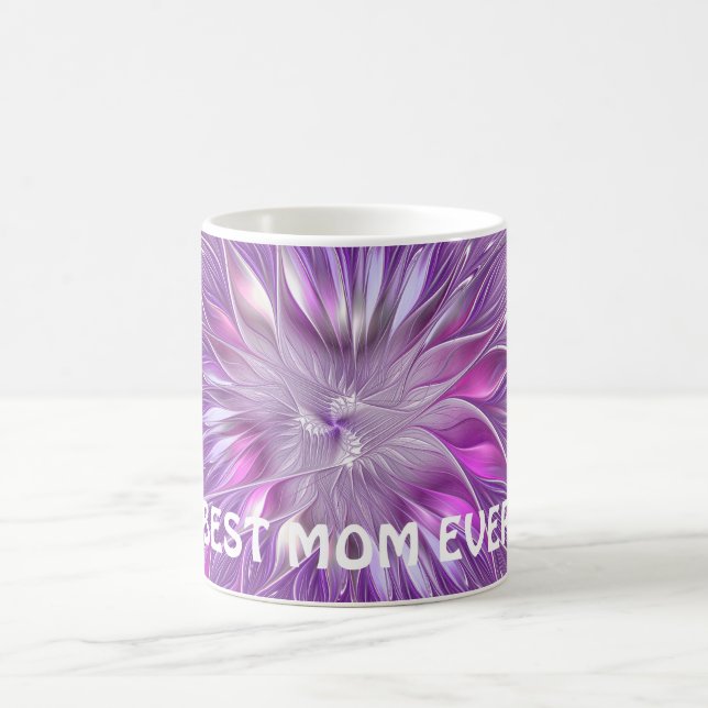Mug Rose violet Fleur Abstrait Fractal Art Best Maman (Centre)