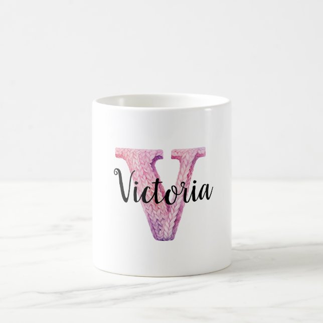 Mug Rose Violet Nom Lettre Cozy V  (Centre)