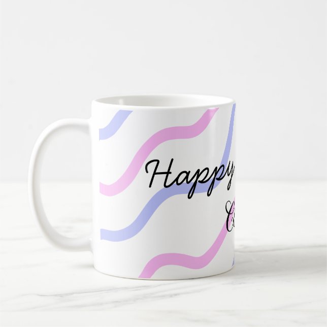 Mug Rose violet rayures heureux anniversaire ajouter n (Gauche)