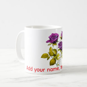 Mug Rose Violette Personnalisé   Ajoutez Votre Nom