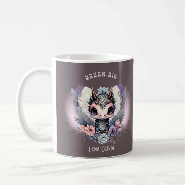 Mug Rose Whimsical "Dream Big" Petit Dragon (Gauche)