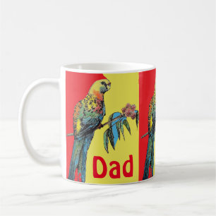 Mug Rosella Parrot Aquarelle Papa Nom du père