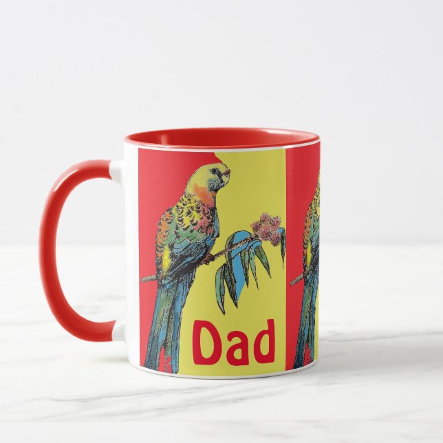 Mug Rosella Parrot Aquarelle Papa père Nom Café M (Gauche)