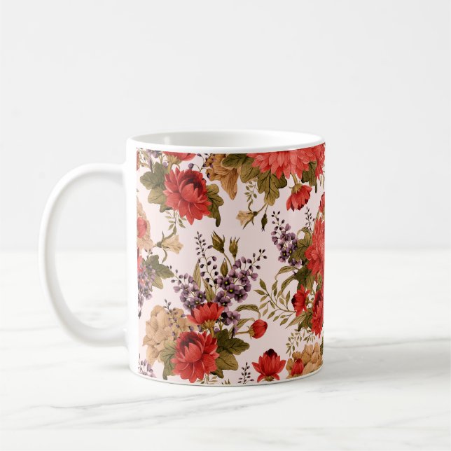 Mug Roses à motifs floraux sans couture avec chrysanth (Gauche)