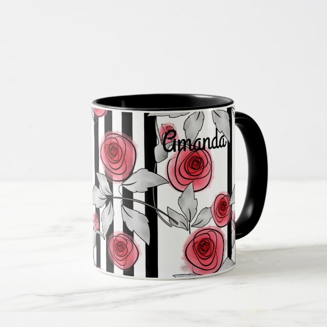Mug Roses aquarelle (Devant droit)