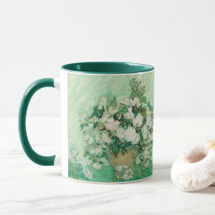Mug Roses blanches de Van Gogh - Art floral menthe vin