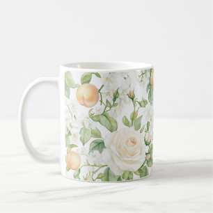 Mug Roses blanches romantiques Floral aux pêches