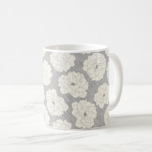 Mug Roses blanches sur gris clair - motif sans soudure