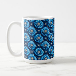Mug Roses bleues Design Floral de Nuit de Luxe