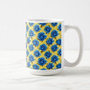 Mug Roses Bleues Romantiques Fleur Moderne