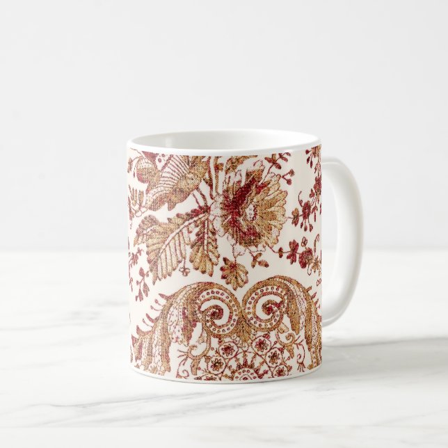 Mug Roses De Dentelles Or Et Rouge (Devant droit)