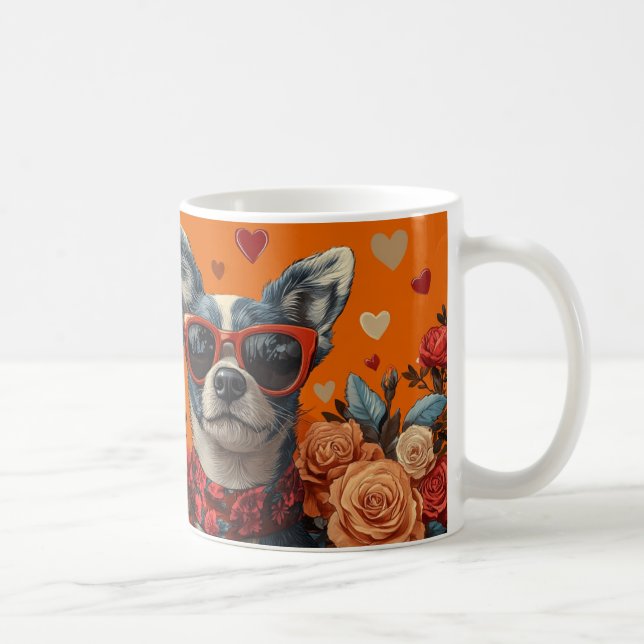 Mug Roses de la Saint-Valentin Blue Heeler au cœur (Droite)
