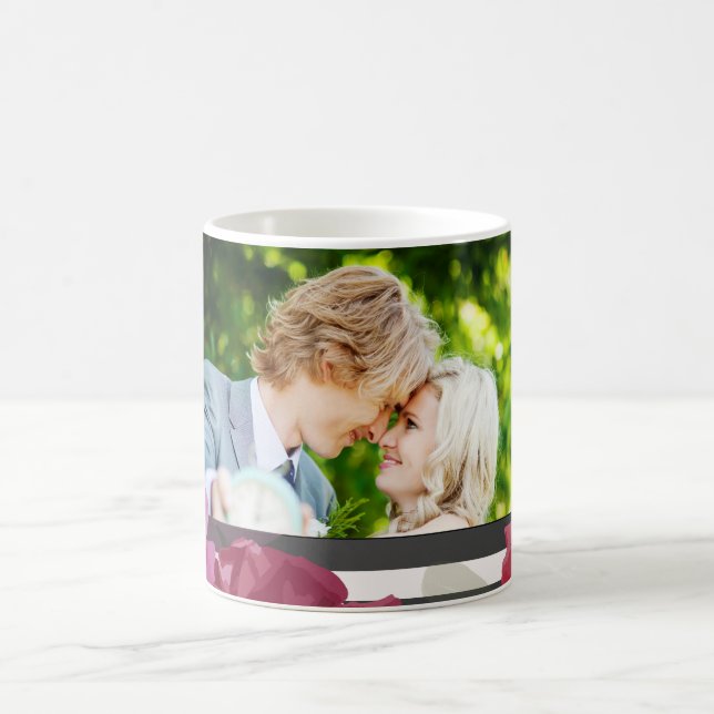 Mug Roses de l'anniversaire du mariage, bandes, photo  (Centre)