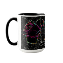 Roses de Néon rouge et violet tenant les mains sur