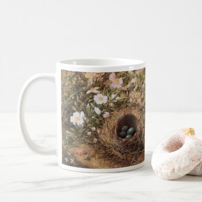 Mug Roses de nids d'oiseaux et de chiens par John Will (Avec donut)