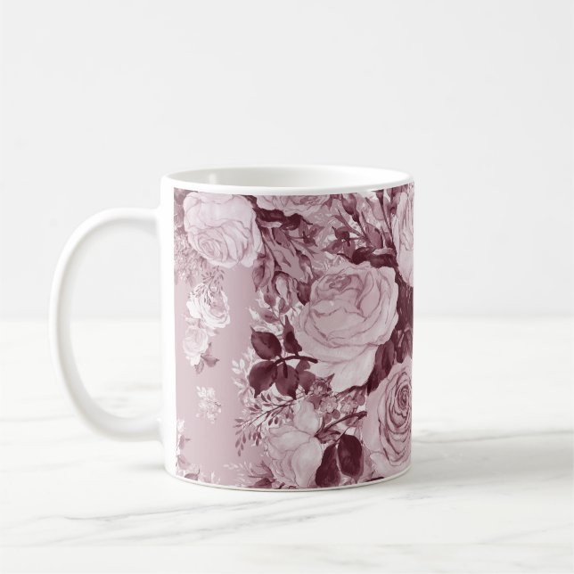 Mug Roses de thé : Motif Bouquet d'aquarelle. (Gauche)