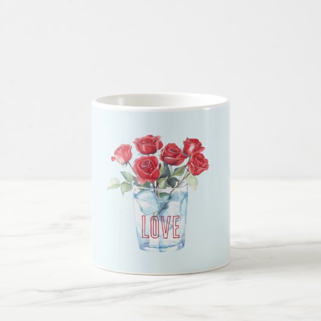 Mug Roses de verre de glace bleu clair rouge (Centre)