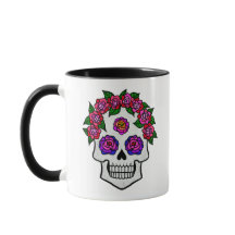 Roses du crâne floral Nom personnalisé Halloween B