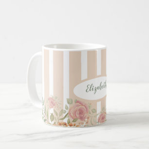 Mug Roses églantier aquarelle monogrammées