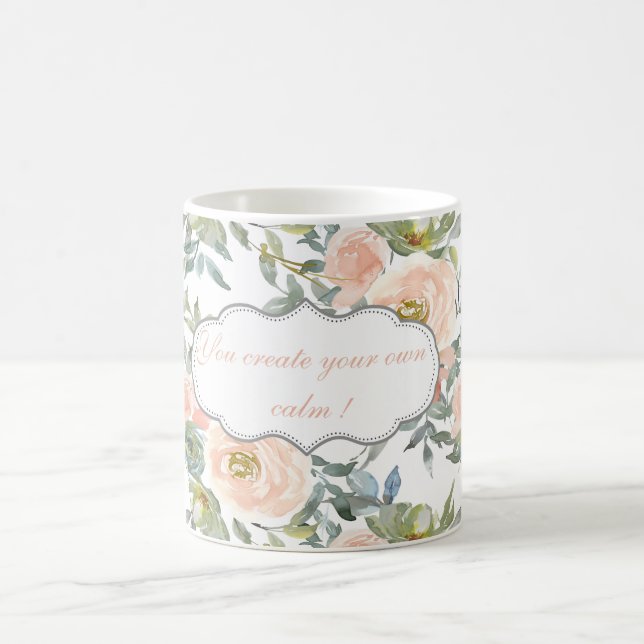 Mug Roses Élégantes Chic, Message de Motivation (Centre)