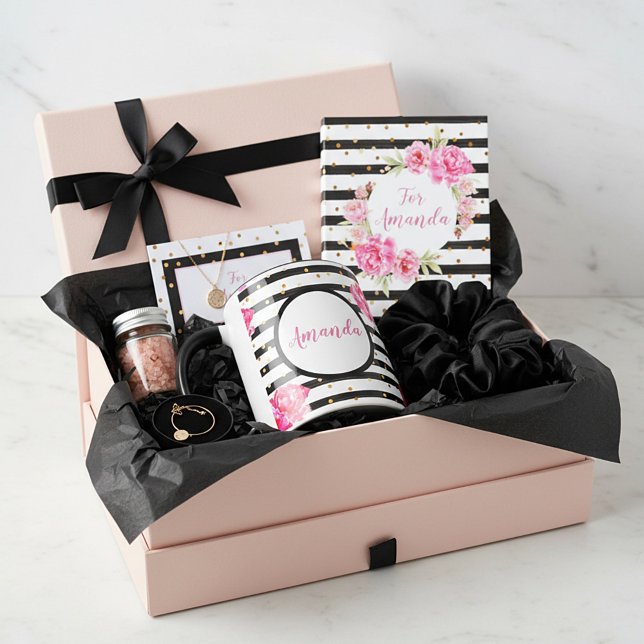 Mug Roses et rayures personnalisés (Créateur téléchargé)