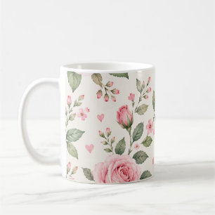 Mug Roses Florales Aquarelle Rose Vintage Sans Couture