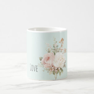 Mug Roses Florales Blush Rose Blanc Menthe