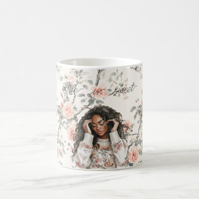 Mug Roses Florales Romantiques Black Lady Peach (Centre)