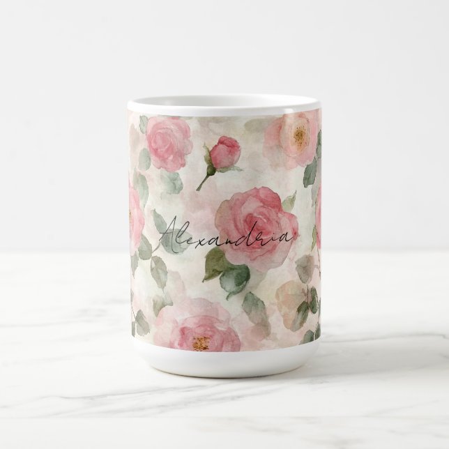Mug Roses Florales Roses Blush Romantiques (Centre)