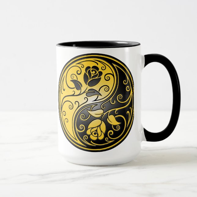 Mug Roses, jaune et noir de Yin Yang (Droite)