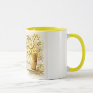 Mug Roses jaunes dans un vase à poterie
