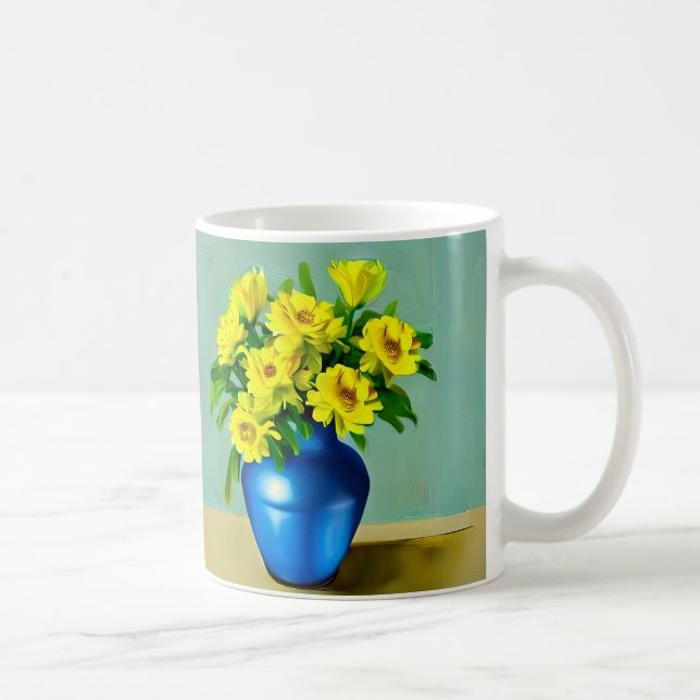 Mug Roses jaunes dans un Vase bleu Boho Art (Droite)