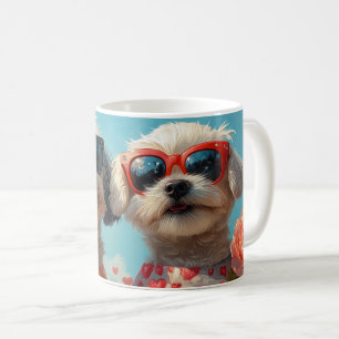 Mug Roses Maltese à coeur Saint-Valentin