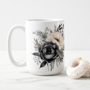 Mug Roses noires et blanches en blanc
