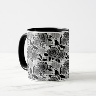 Mug Roses noires, roses, noir et gris  