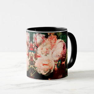 MUG ROSES PINK ,FLEURS, VOLUBILIS ET PAPILLON