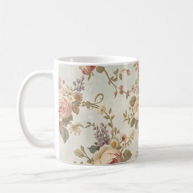 Mug Roses Romantiques & Guirlande de Fleurs Sauvages V (Gauche)