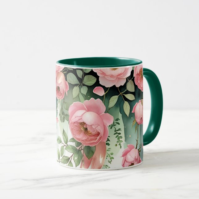Mug Roses roses et rubans (Devant droit)
