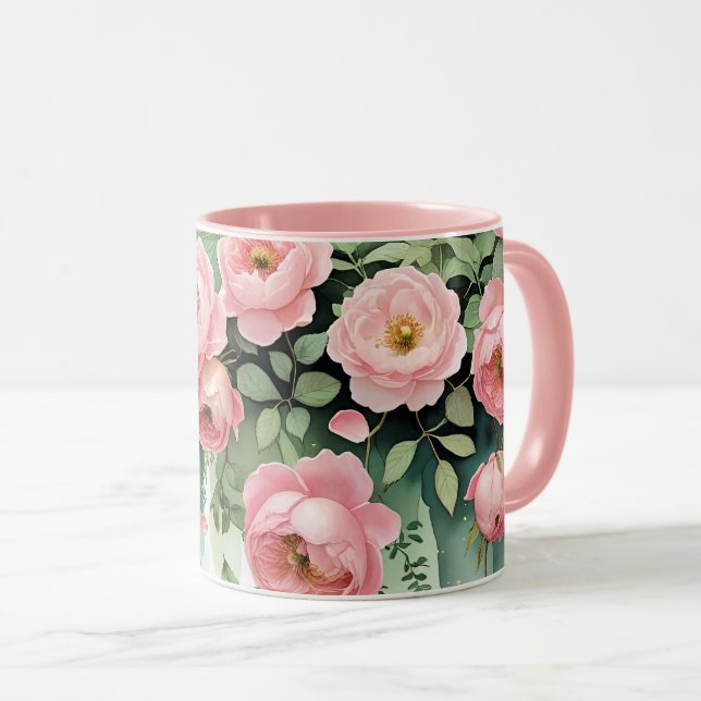 Mug Roses roses et rubans (Devant droit)