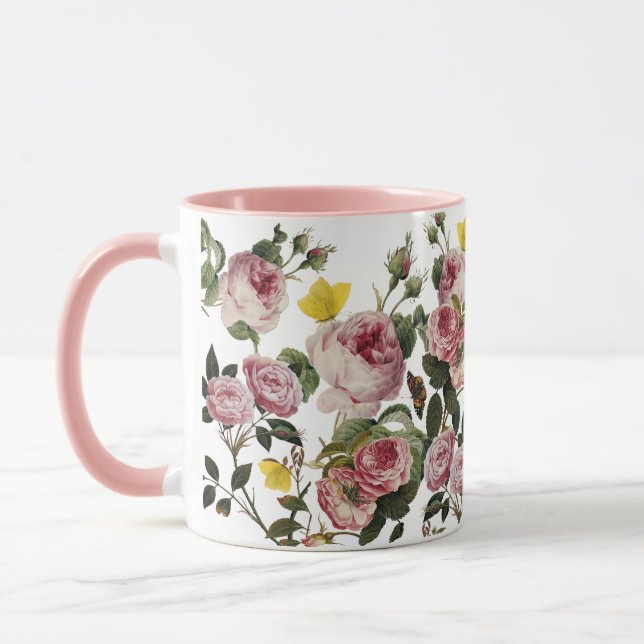 Mug ROSES ROSES ROSES ET BOUTTERFLIES JAUNES Florales  (Gauche)